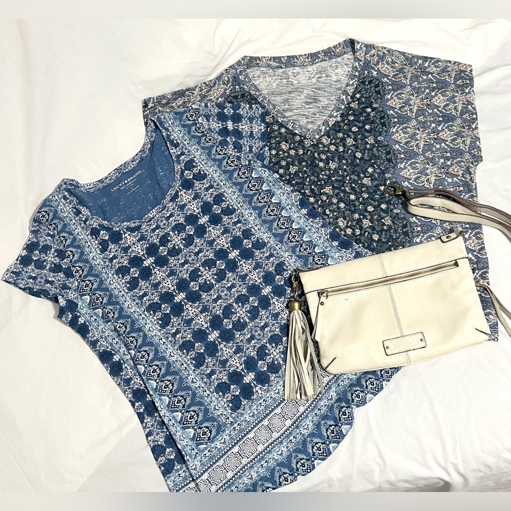END OF THE YEAR SALE!! 2 Lucky Brand tops & Leather Purse all for 1 price